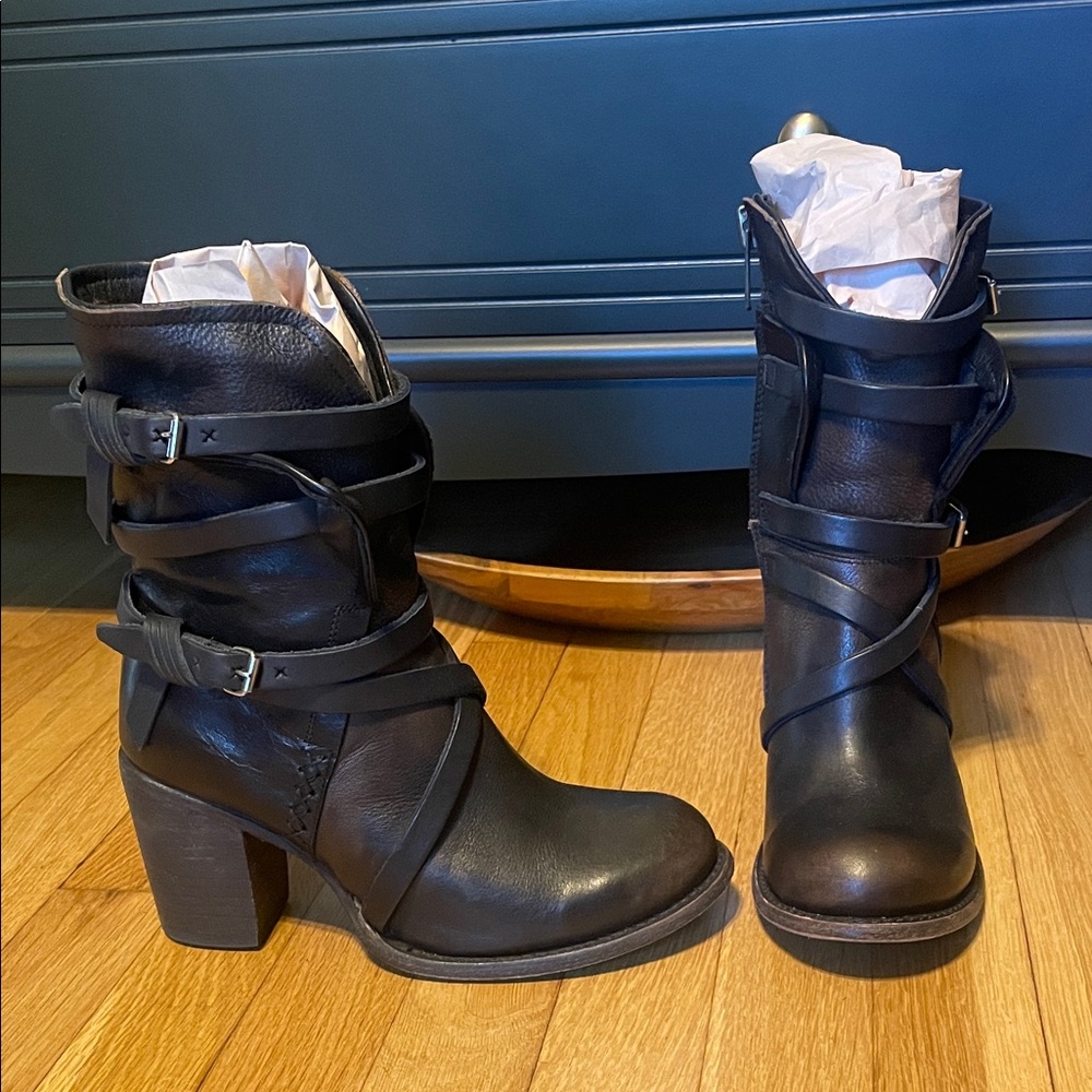 FREEBIRD by Steven, Baker style Black Leather Boots